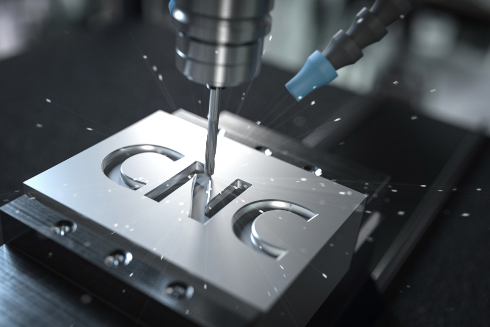 CNC milling of the letters cnc